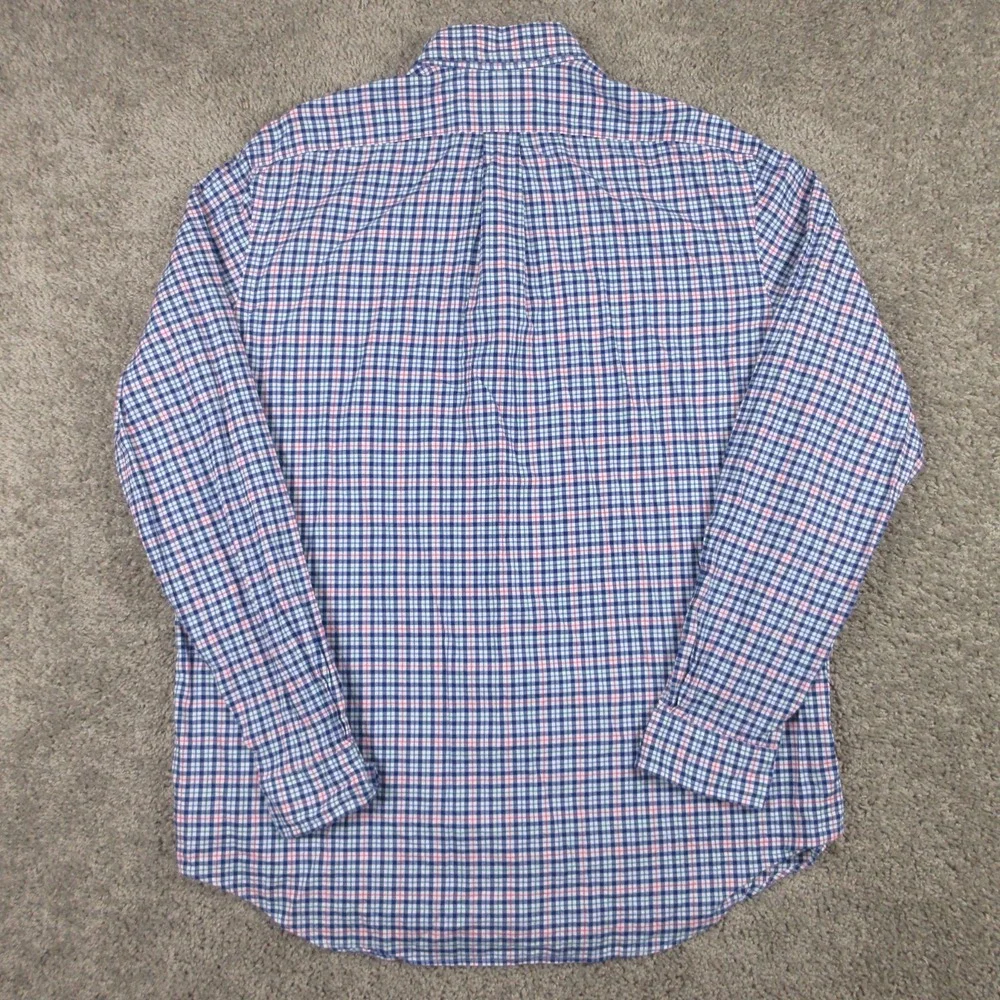 Polo Ralph Lauren Shirt Mens XL Blue Plaid Twill Flannel Pink Pony Button Up